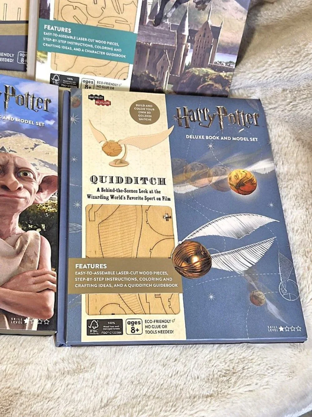 x4 Harry Potter Incredi Builds 3D Wooden Puzzles Dobby Niffler Snitch MINT #F